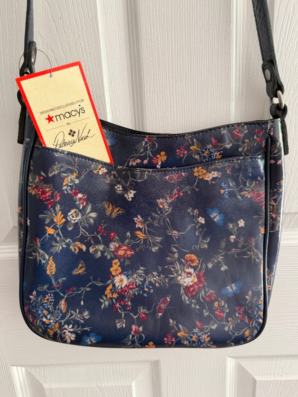 Patricia Nash Navy Floral Crossbody Bag